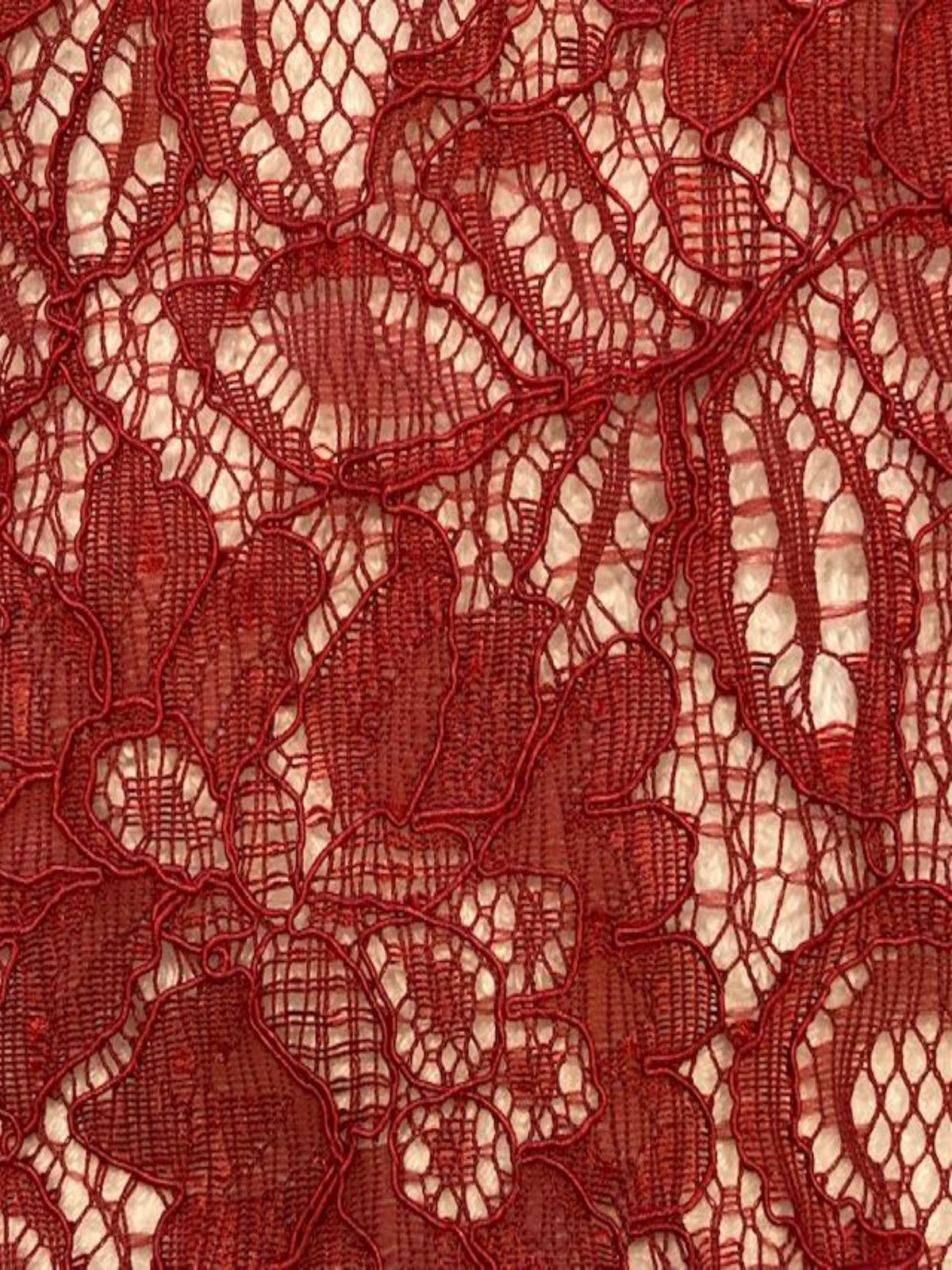 Scarlet Corded Lace with Scalloped Edge