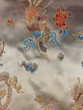 Silver Satin Dragon Oriental Style Jacquard