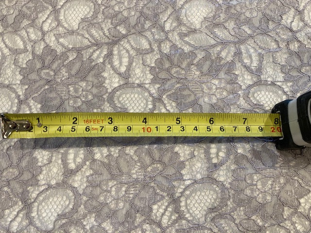 Silver with a hint of Blush Corded Lace with Scalloped Edge