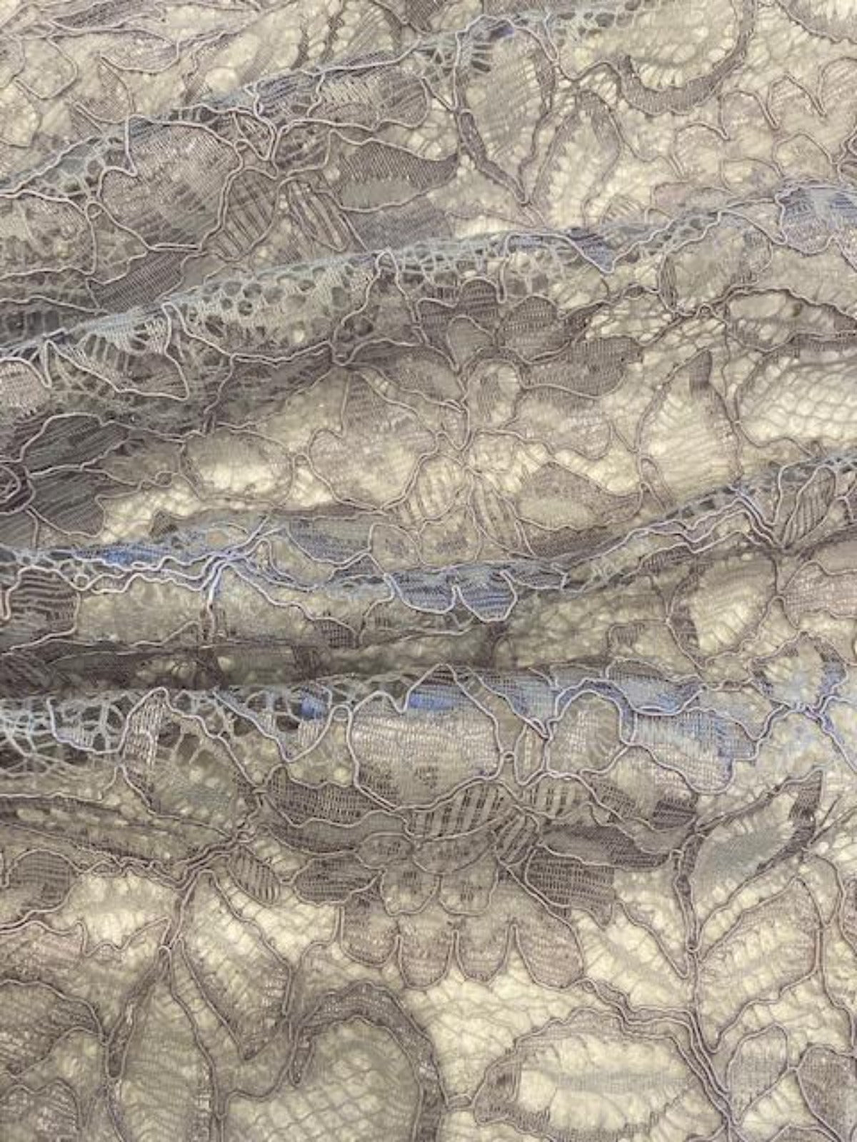 Silver with a hint of Blush Corded Lace with Scalloped Edge