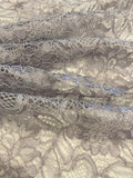 Silver with a hint of Blush Corded Lace with Scalloped Edge
