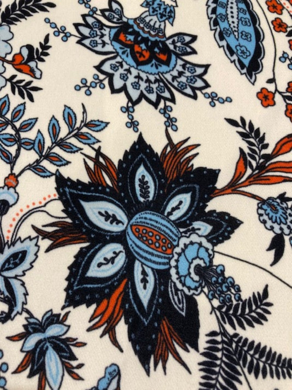 Sky / Orange Flowers on White Dress Weight