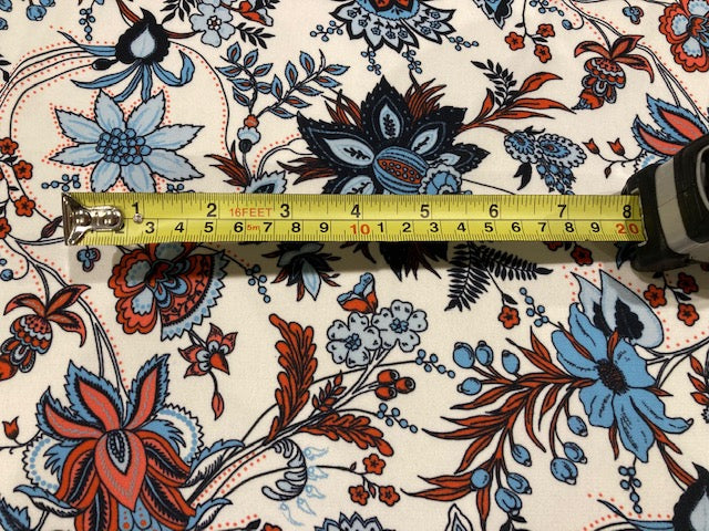 Sky / Orange Flowers on White Dress Weight