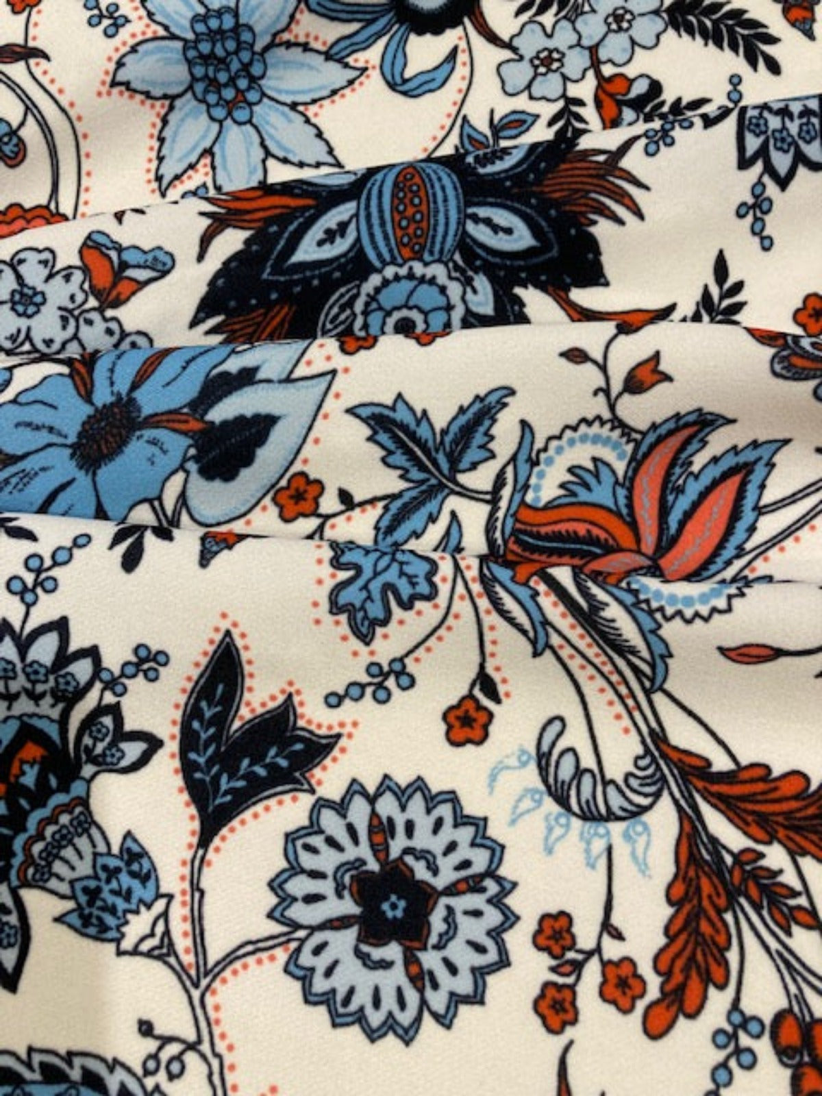 Sky / Orange Flowers on White Dress Weight