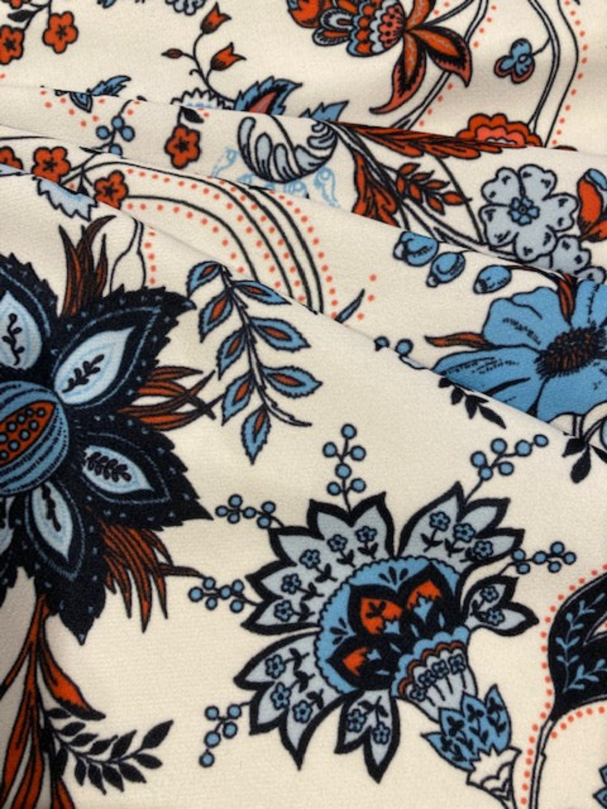 Sky / Orange Flowers on White Dress Weight