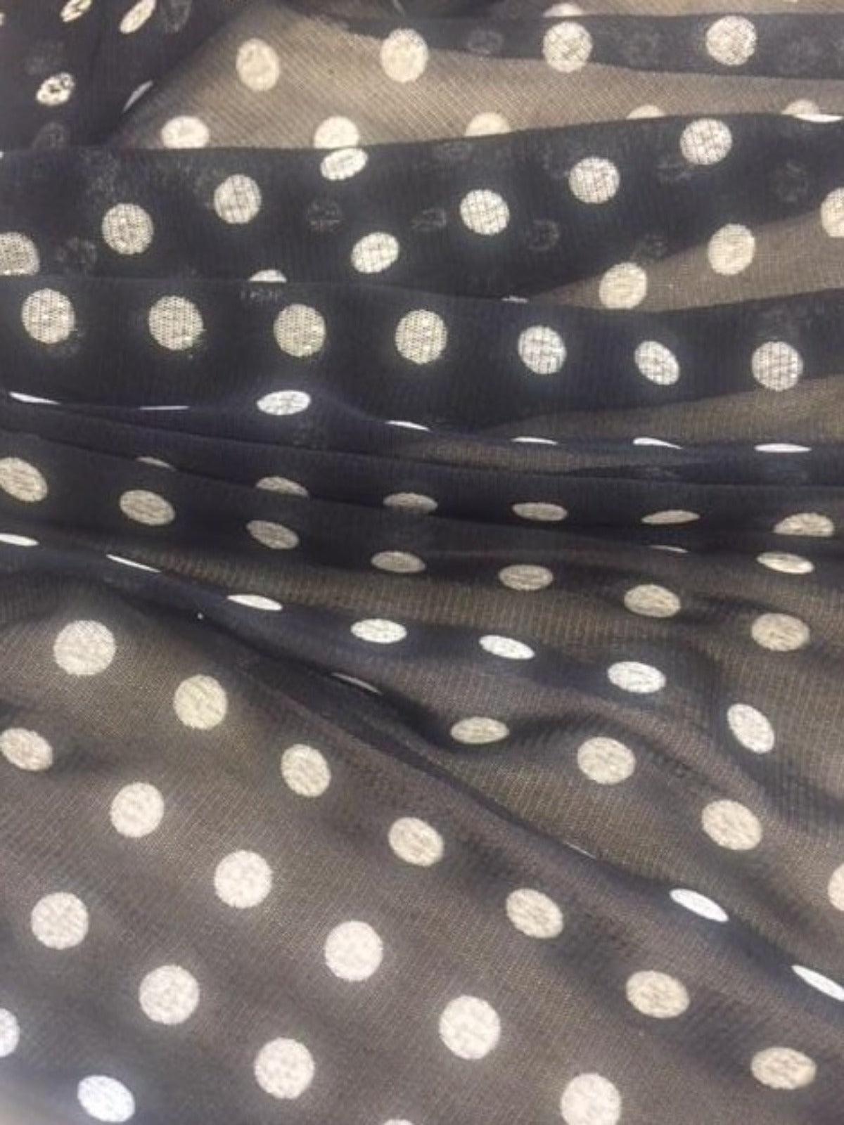 Black Mesh With Ivory Spot - Deadstock fabric on AmoThreads