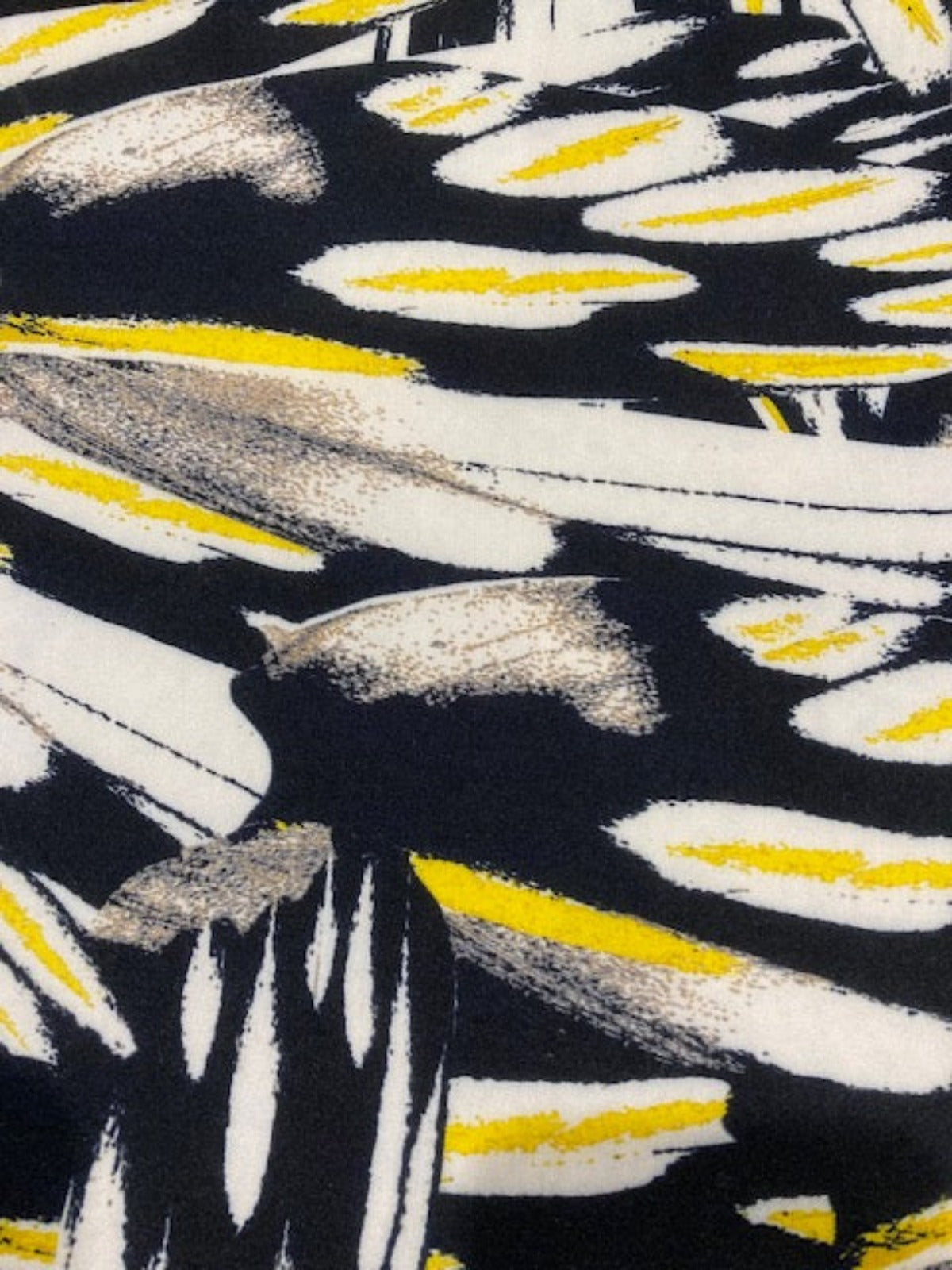 Yellow Highlight Feathers on Black & White Viscose