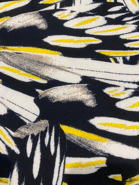 Yellow Highlight Feathers on Black/White Viscose
