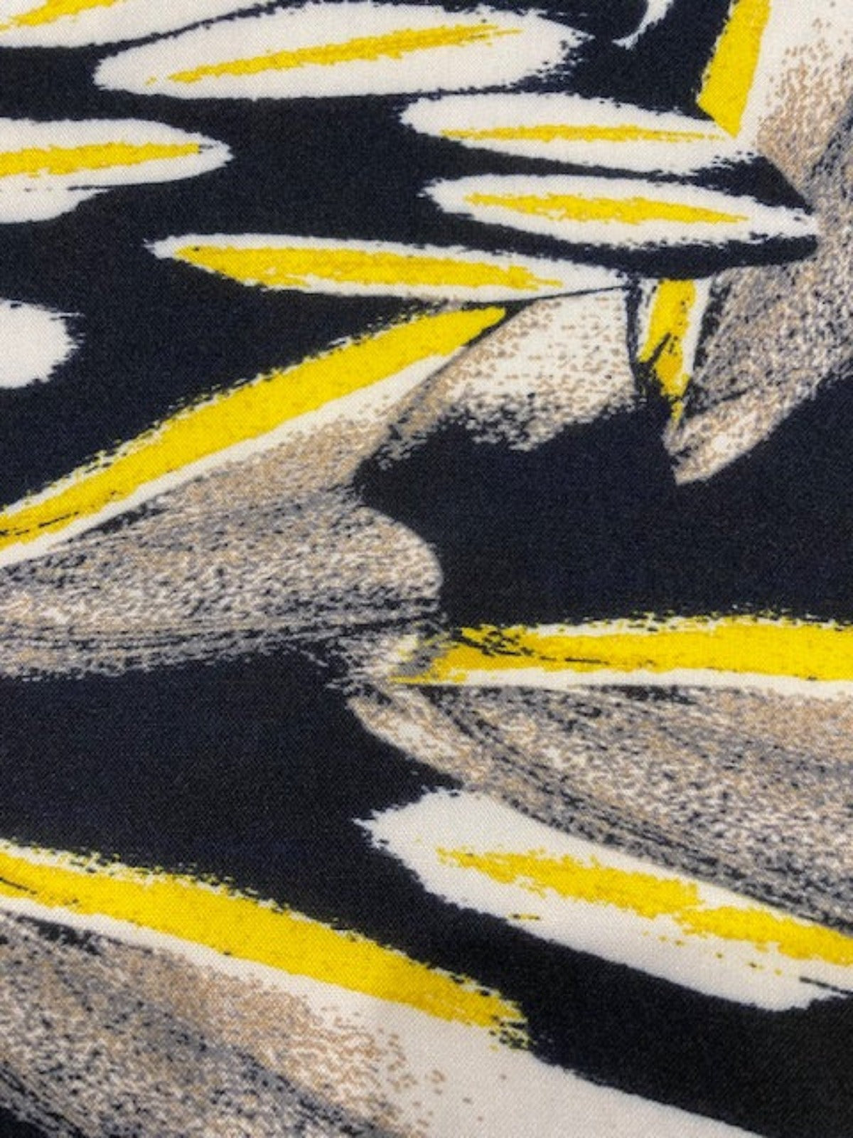 Yellow Highlight Feathers on Black & White Viscose