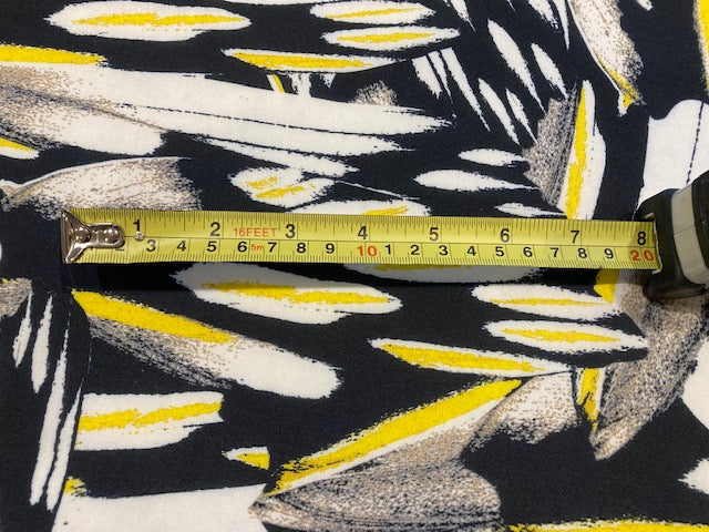 Yellow Highlight Feathers on Black & White Viscose