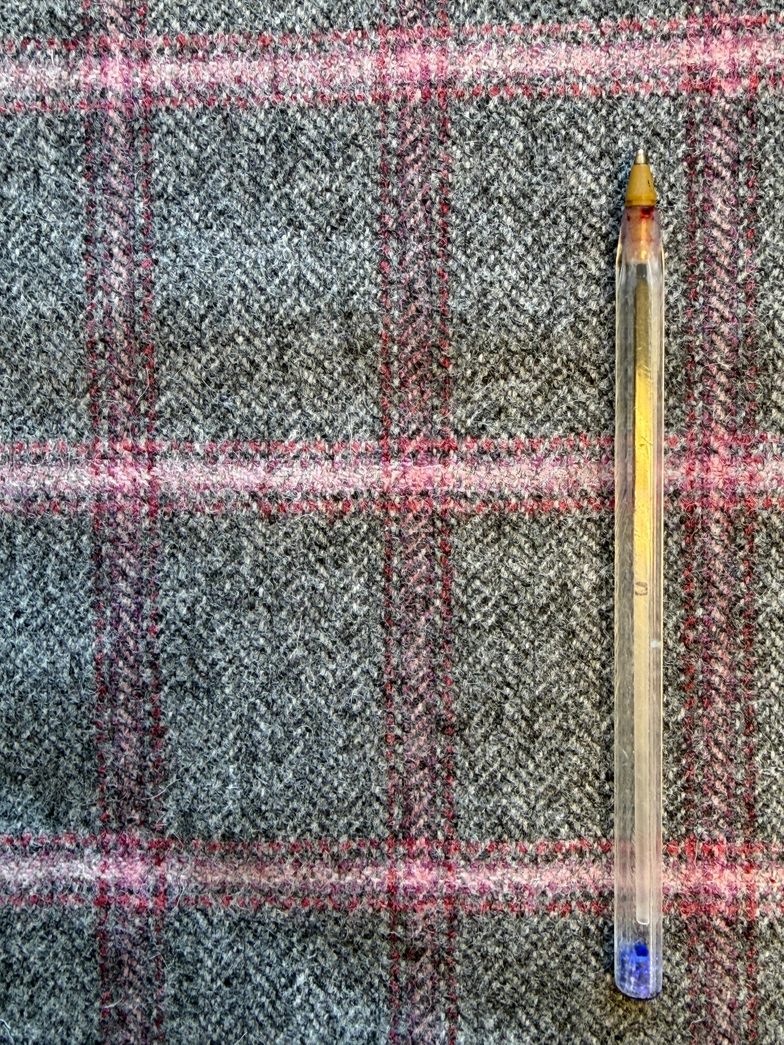 Grey and Pink Wool Tweed