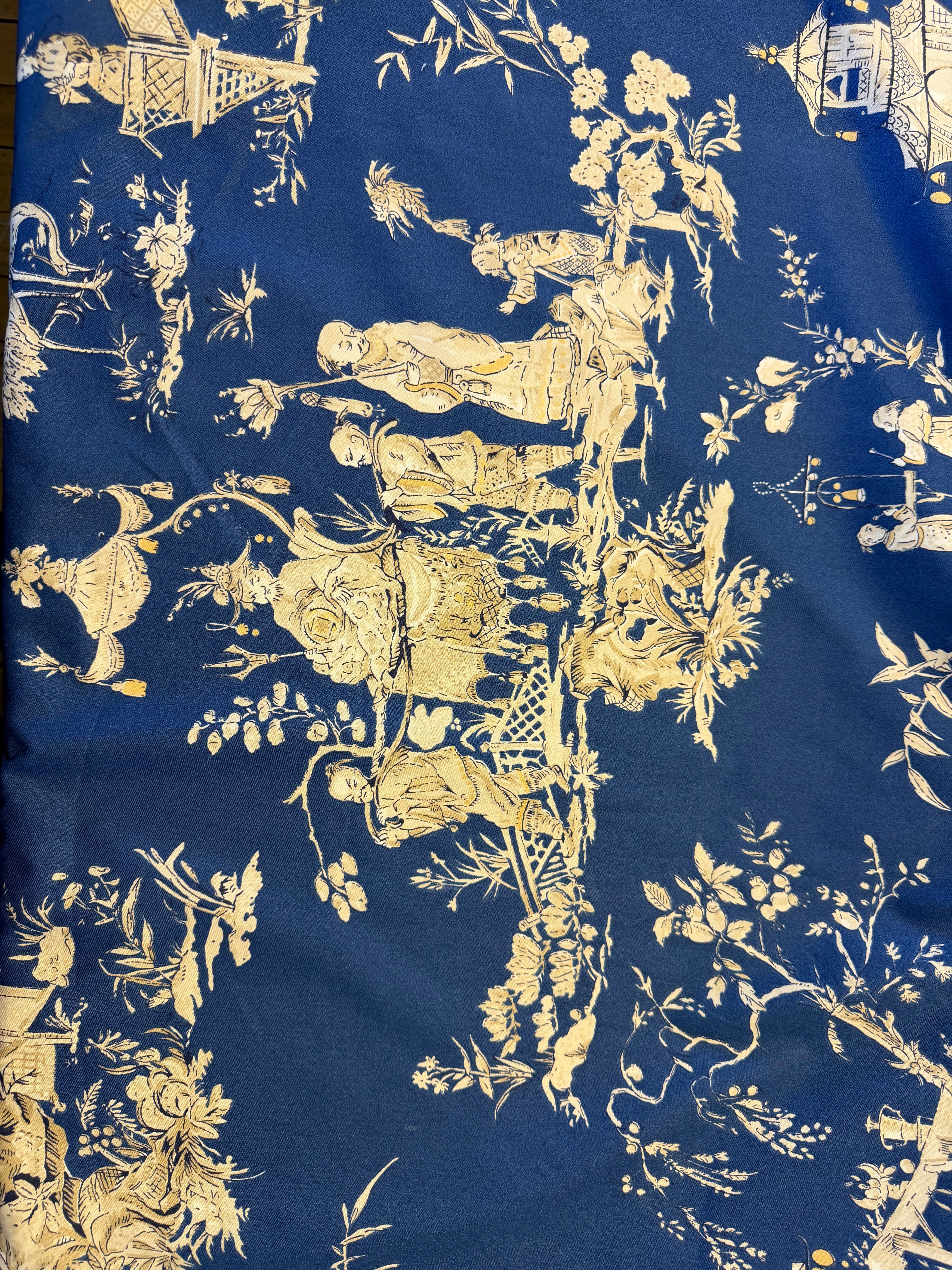 Tea House Furnishing Fabric by Romo – Navy Oriental Print