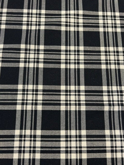 Menzies Modern Black & Ivory  Woven Tartan - 100% Cotton - 115cm