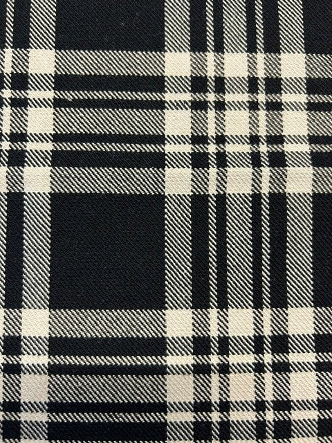 Menzies Modern Black & Ivory  Woven Tartan - 100% Cotton - 115cm