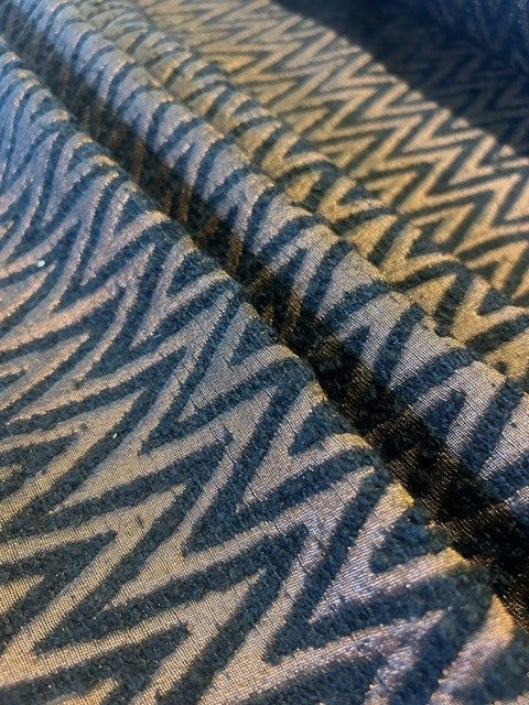 Black Textured Chevron on Bronze -  Jacquard - Polyester/Viscose - 145cm