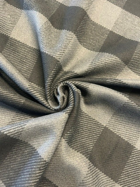 Grey & Black Check - 100% Wool - 150cm Wide