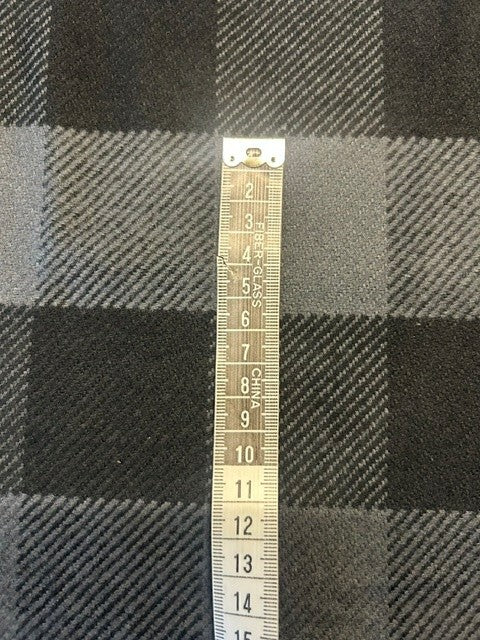 Grey & Black Check - 100% Wool - 150cm Wide