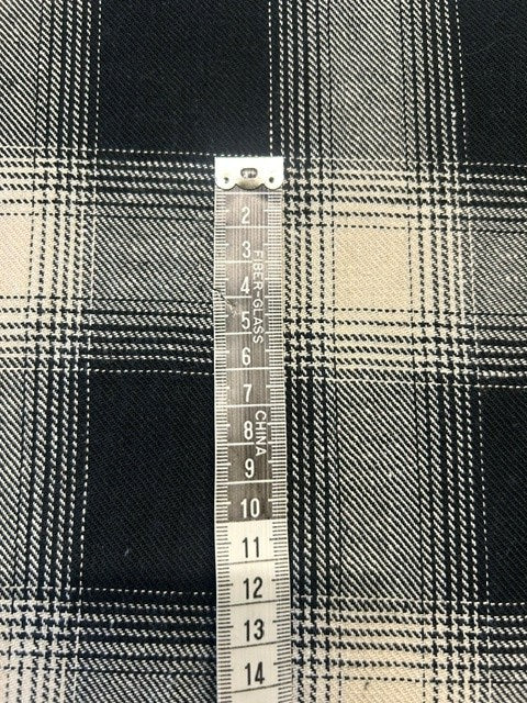 Black & Ivory Plaid Woven Tartan/Check - 100% Cotton - 110cm