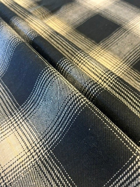 Black & Ivory Plaid Woven Tartan/Check - 100% Cotton - 110cm
