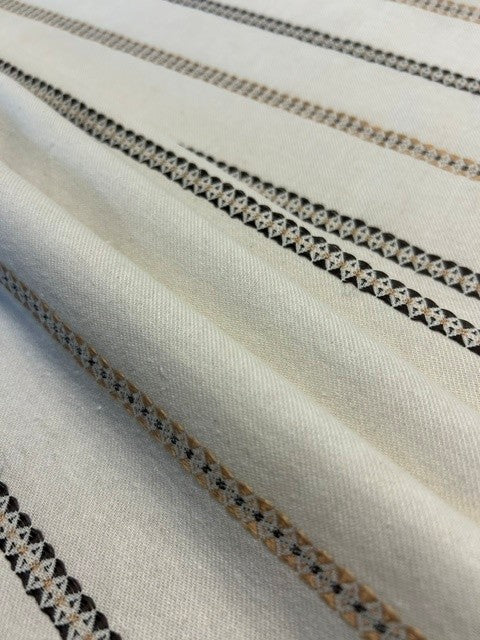 Chocolate Brown & Tan Geometric on Ivory - Cotton Blend - 150cm