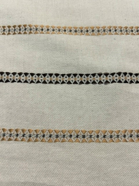 Chocolate Brown & Tan Geometric on Ivory - Cotton Blend - 150cm
