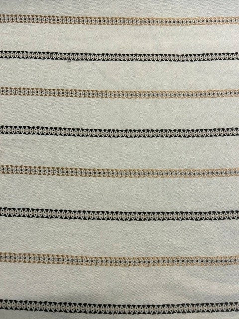 Chocolate Brown & Tan Geometric on Ivory - Cotton Blend - 150cm