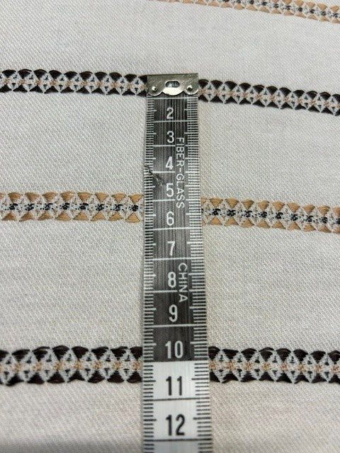Chocolate Brown & Tan Geometric on Ivory - Cotton Blend - 150cm