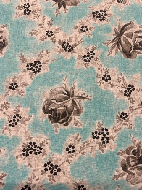 Designers Guild - Wild Rose Aqua - 100% Cotton - 142cm