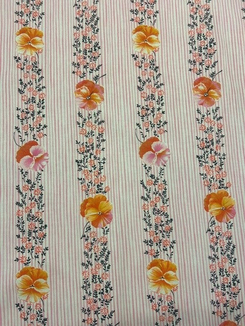 Designers Guild - Pansy Stripe Peony in Pink & Orange - 100% Cotton - 142cm