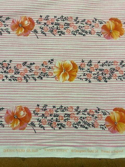 Designers Guild - Pansy Stripe Peony in Pink & Orange - 100% Cotton - 142cm
