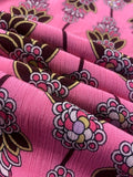 Pink Buti-Style Viscose Fabric – Vibrant Print for Lightweight Garments