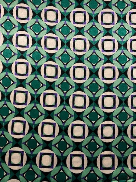Emerald Green Geometric Block Print Fabric