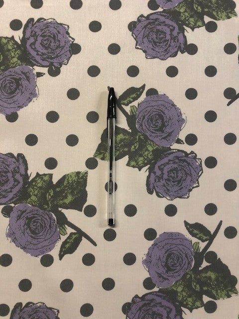 Extra-Wide Vintage Style Lavender Floral Cotton – 153 cm Wide Lightweight Dress Fabric