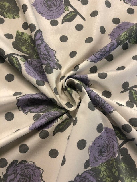 Extra-Wide Vintage Style Lavender Floral Cotton – 153 cm Wide Lightweight Dress Fabric