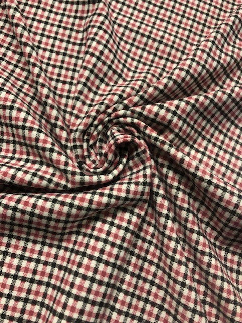 Red & Black Check Cotton Fabric – 150 cm Wide, 100% Cotton, Lightweight for Garment Making
