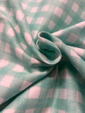 Mint Green & White Check Cotton – Lightweight Dressmaking Fabric