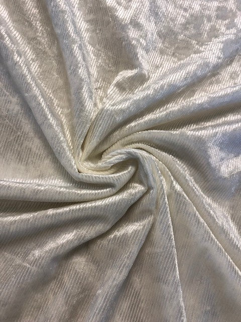 Ivory Ribbed Velour Fabric – Luxurious Soft Stretch for Autumn/Winter Garments