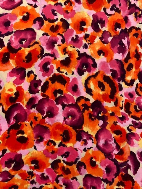 Floral Soft-Touch Jersey – Pink & Orange Watercolour Design