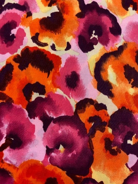 Floral Soft-Touch Jersey – Pink & Orange Watercolour Design