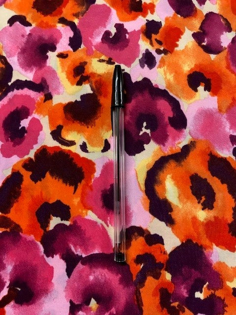 Floral Soft-Touch Jersey – Pink & Orange Watercolour Design