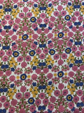 Pink, Yellow & Cobalt Blue Floral on White Viscose – Jaal Style