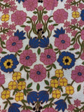 Pink, Yellow & Cobalt Blue Floral on White Viscose – Jaal Style