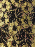 Chartreuse & Black Floral Lace – Elegant Eveningwear Fabric