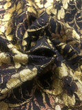 Chartreuse & Black Floral Lace – Elegant Eveningwear Fabric