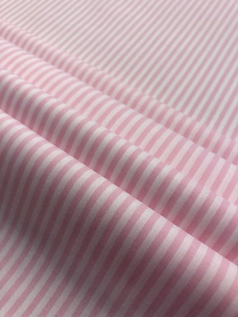 Pink Candy Stripe Cotton Fabric – 148 cm Wide, Lightweight Blend for Garments & Crafts