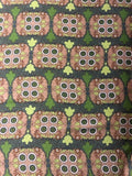 Lime, Green & Brown Jaal Print Fabric