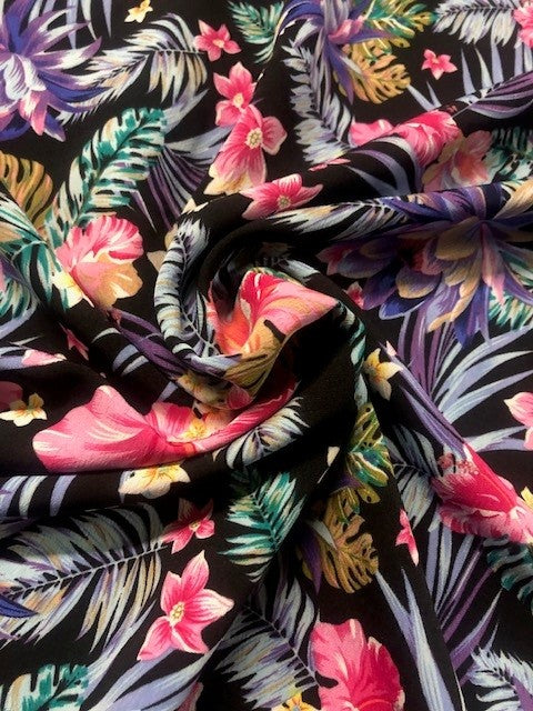Vibrant Oriental Floral Polyester Fabric – 150 cm Wide