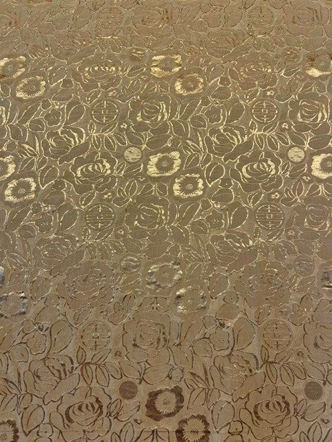 Coffee Floral Jacquard - 100% Polyester - 150cms Wide