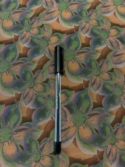 Purple & Green Flower Motifs Print  - 100% Polyester - 150cm Wide