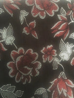 Burgundy Lurex Flower Jacquard on Sage Green/Black